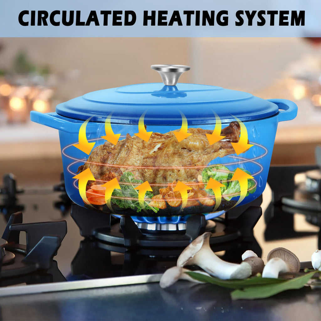 Oval Dutch Oven, 5qt Enameled Cast Iron Dutch Oven Pot with Lid