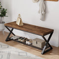Rustic Brown Entryway Bench, 47" Industrial Shoe Bench with Storage