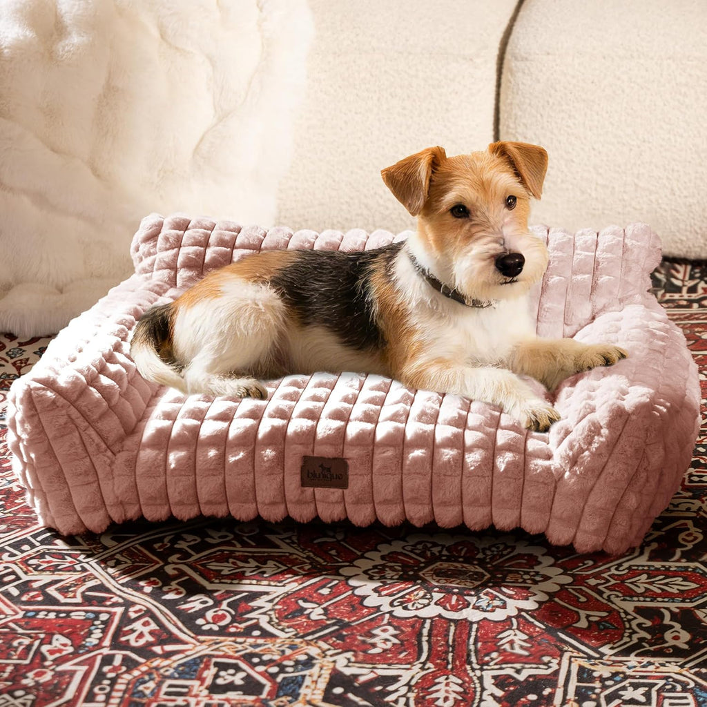 Cat Couch Bed with Fluffy Faux Rabbit Fur for Indoor Cats
