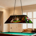 Tiffany Pool Table Lights Hanging Over Pool Table