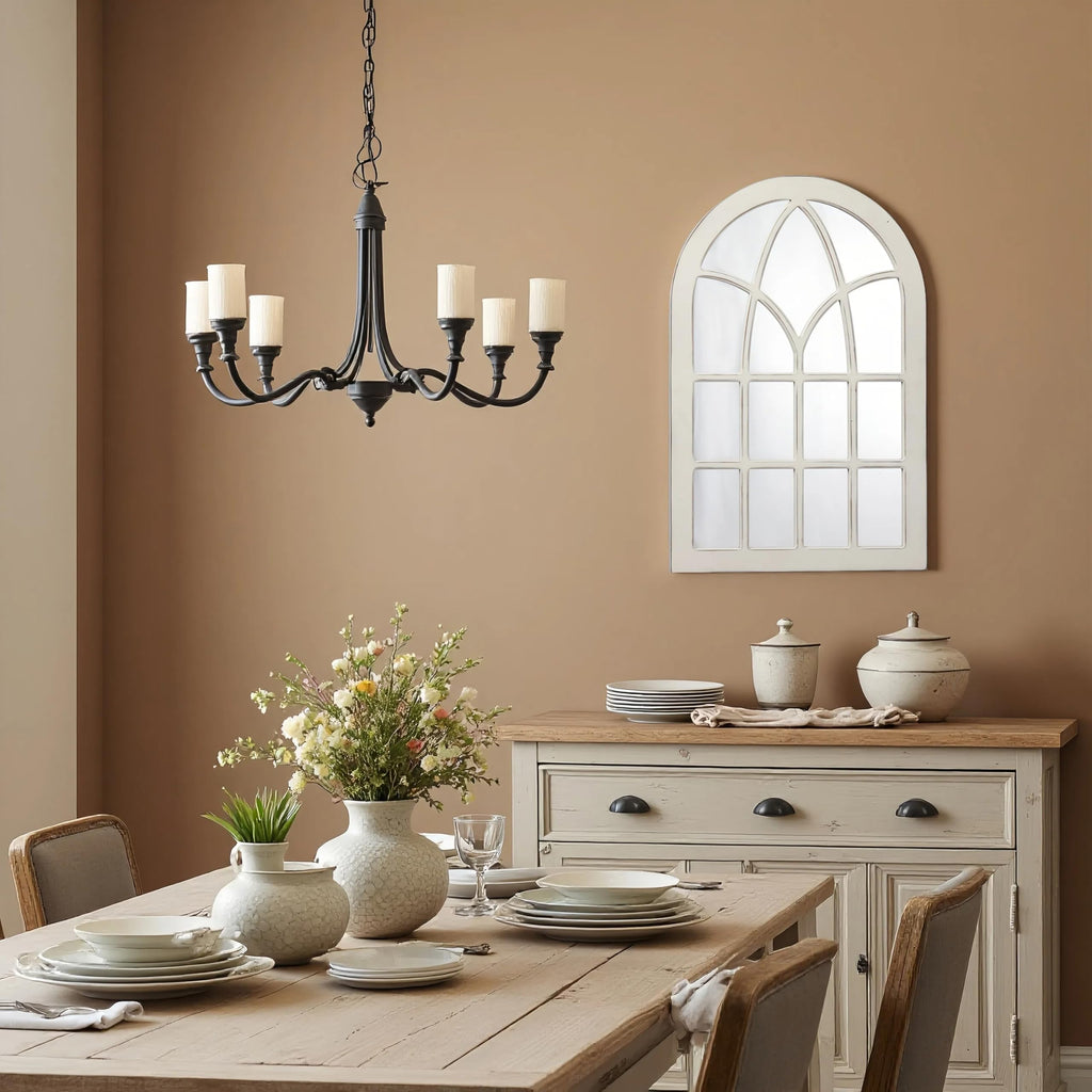 Farmhouse Large Arched Window Pane Mirror Wall Decor 36 x 24 inch