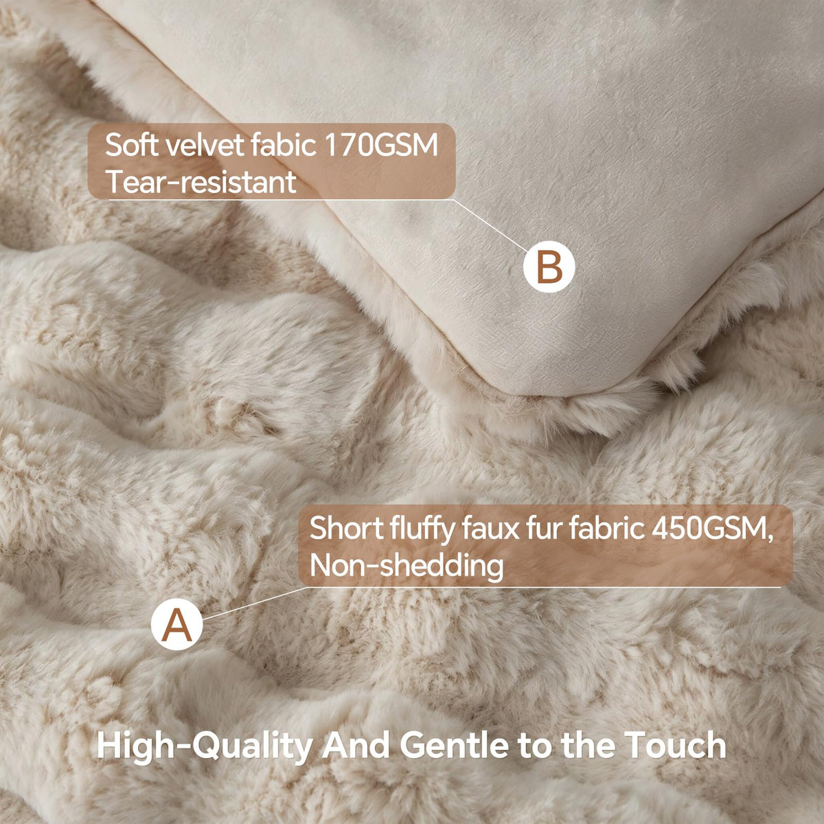 Faux Fur Comforter Set, Thick Winter Comforter, Khaki