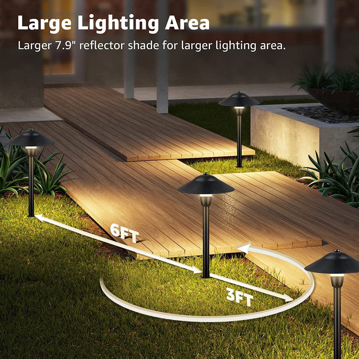 3W Low Voltage Pathway Lights, 8-Pack 3000K 12-24V Classic Aluminum