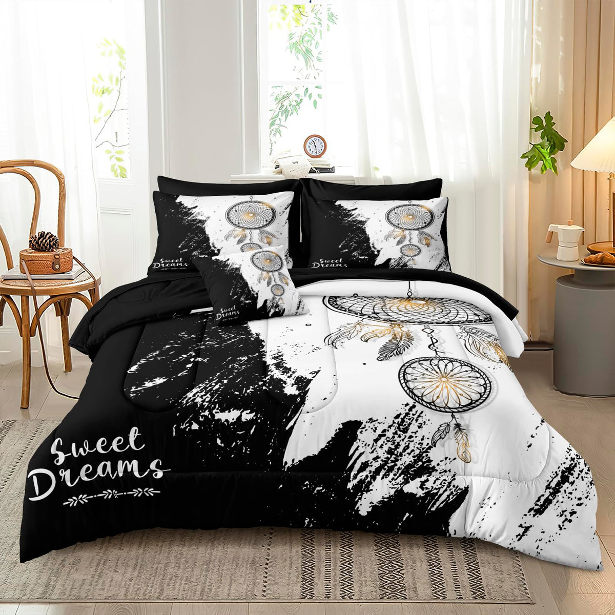 Dream Catcher Comforter Set 8 Pieces King Size Comforter with Sheets Mandala Boho Bedding Soft Quilt Set Abstract