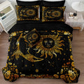 Black Gold Comforter Sets Sun and Moon Bedding Gold Stars Starry Sky Galaxy Theme Boho Chic Bedding Comforter Paisley