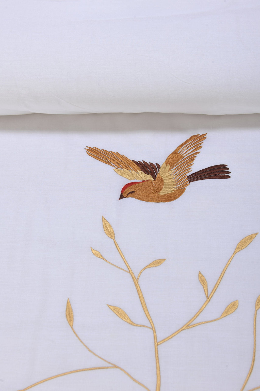 Swallow Cotton 200TC Duvet Cover Set, Comforter Cover, Bed Essentials, Embroidered Tree with Birds, Includes 1 Duvet