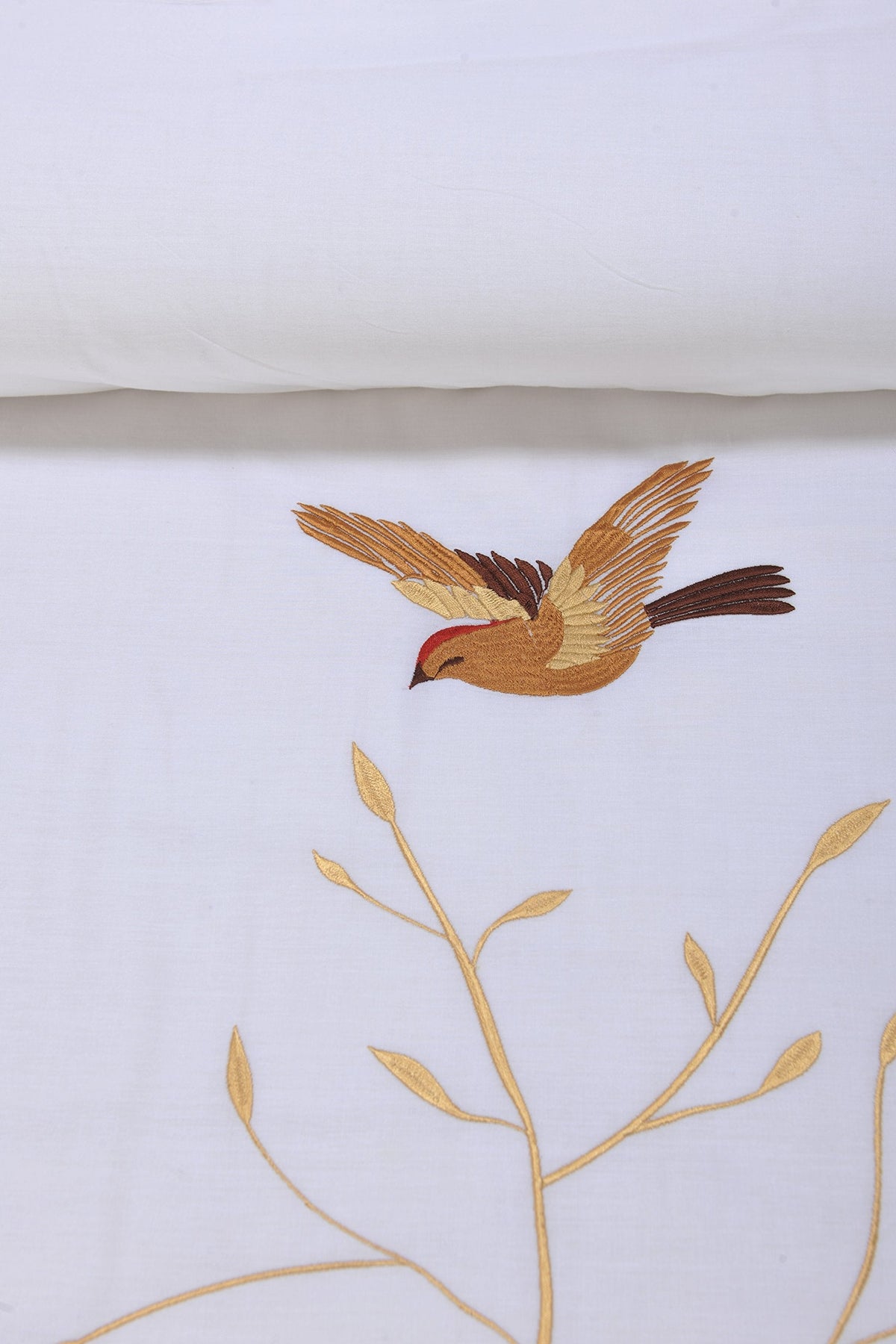 Swallow Cotton 200TC Duvet Cover Set, Comforter Cover, Bed Essentials, Embroidered Tree with Birds, Includes 1 Duvet