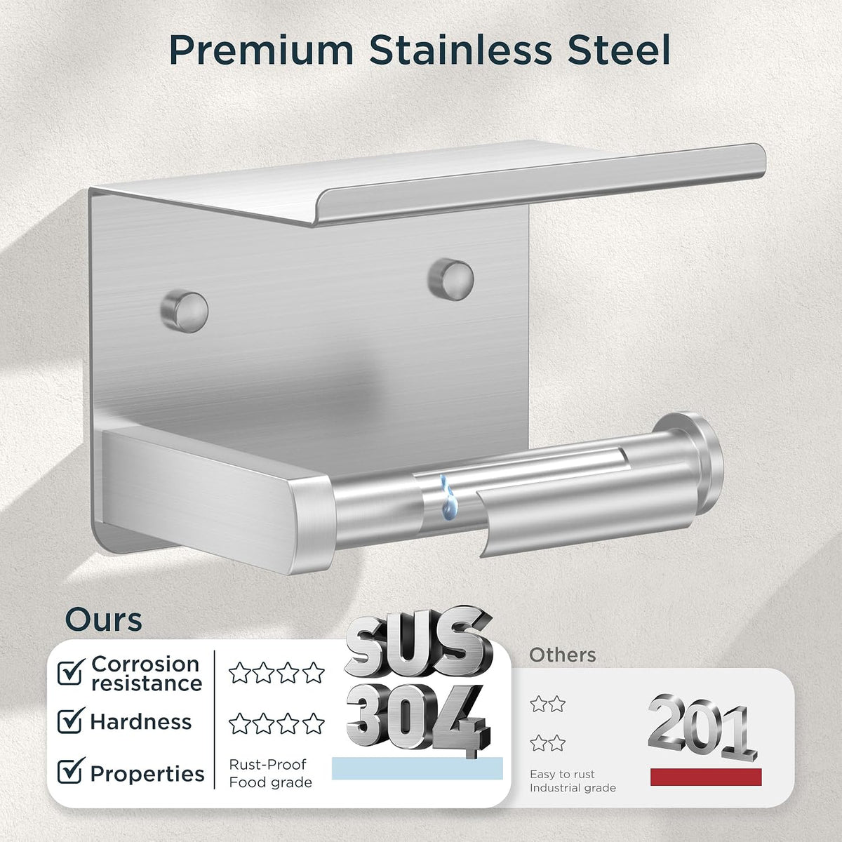 Bathroom Accessories, 5-Piece Bathroom Hardware Set - 24" Towel Bar | Brushed Nickel | Towel Hooks, Towel Racks
