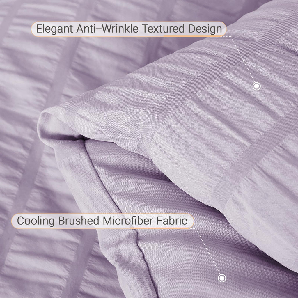 Comforter Set 7 Pieces, Seersucker Bed in a Bag, Lavender