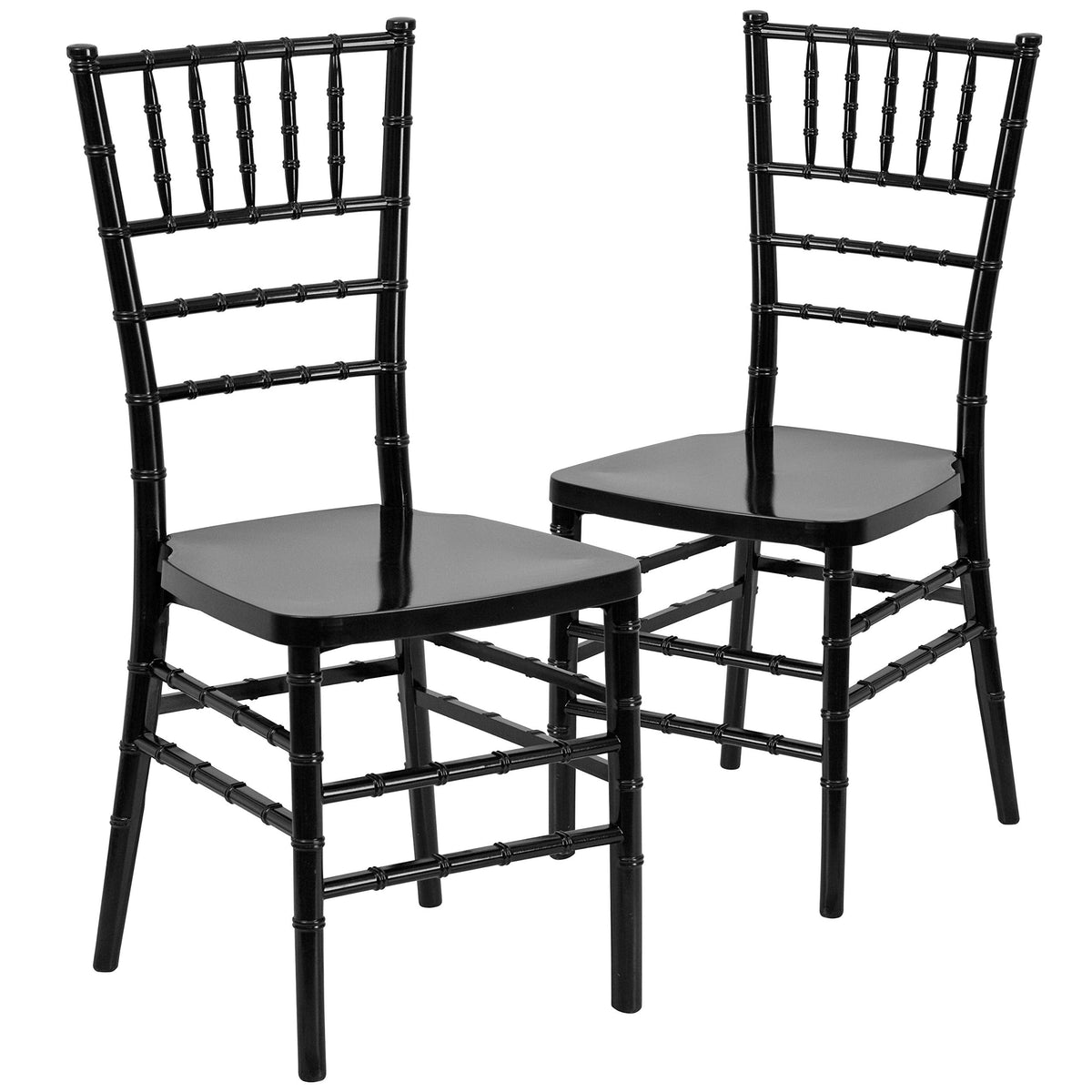 Hercules Stacking Resin Chiavari Chair, Black, 2-Pack
