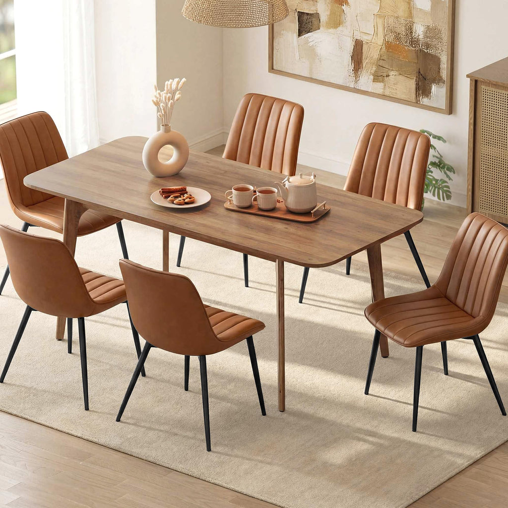 Dining Chairs Set of 6, Upholstered Kitchen Chairs, PU Leather