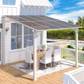 8' x 8' White Gazebo Outdoor Pergola, Small Wall-Mounted Hard Top Lean to Metal Gazebo Shelter Pergolas and Gazebos