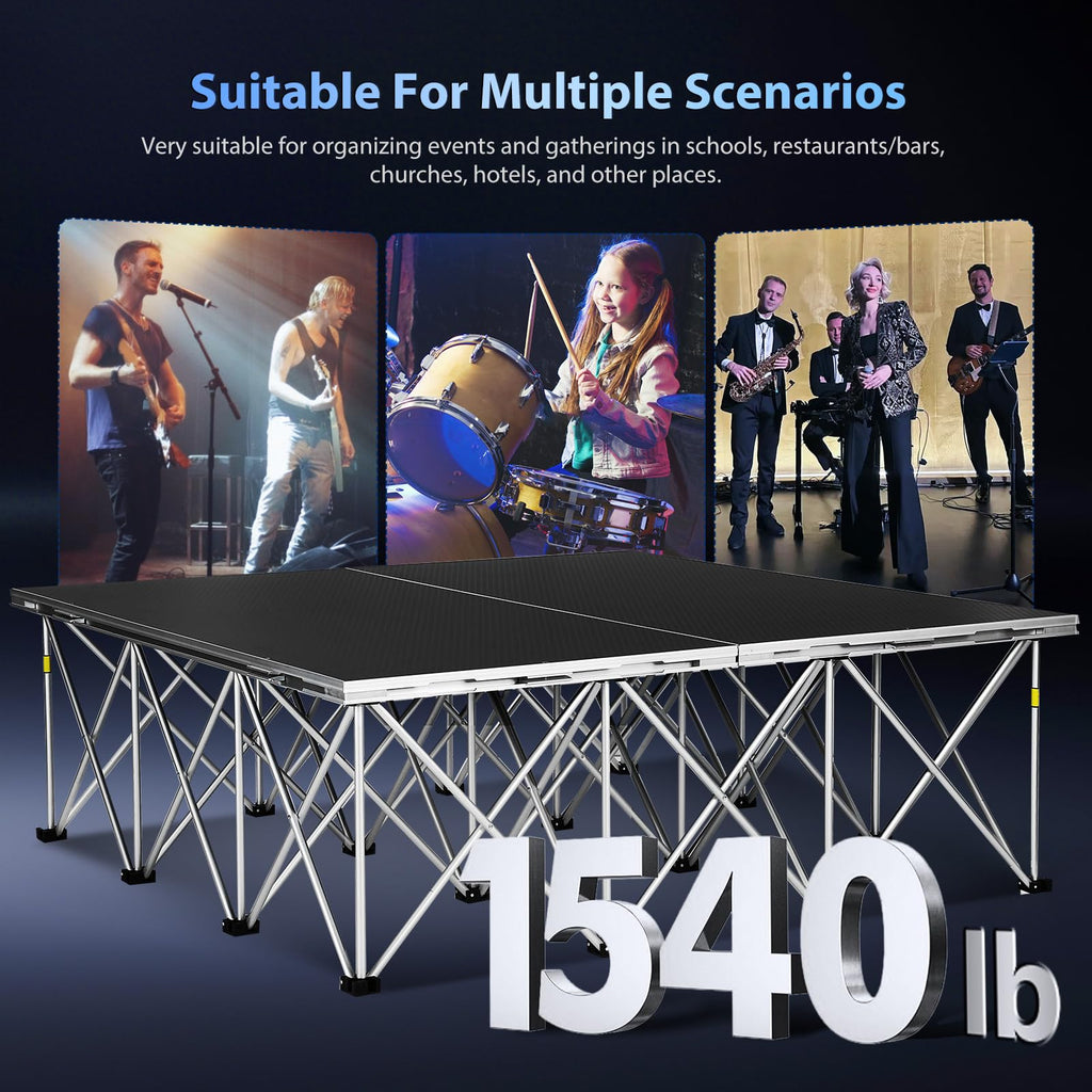 Portable 4'x4' Stage Platform, 16" High, 1540 lbs Cap