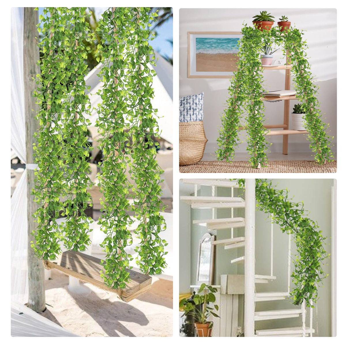 Artificial Ivy Vine 2P 6Ft UV Resistant Green Eucalyptus Garland