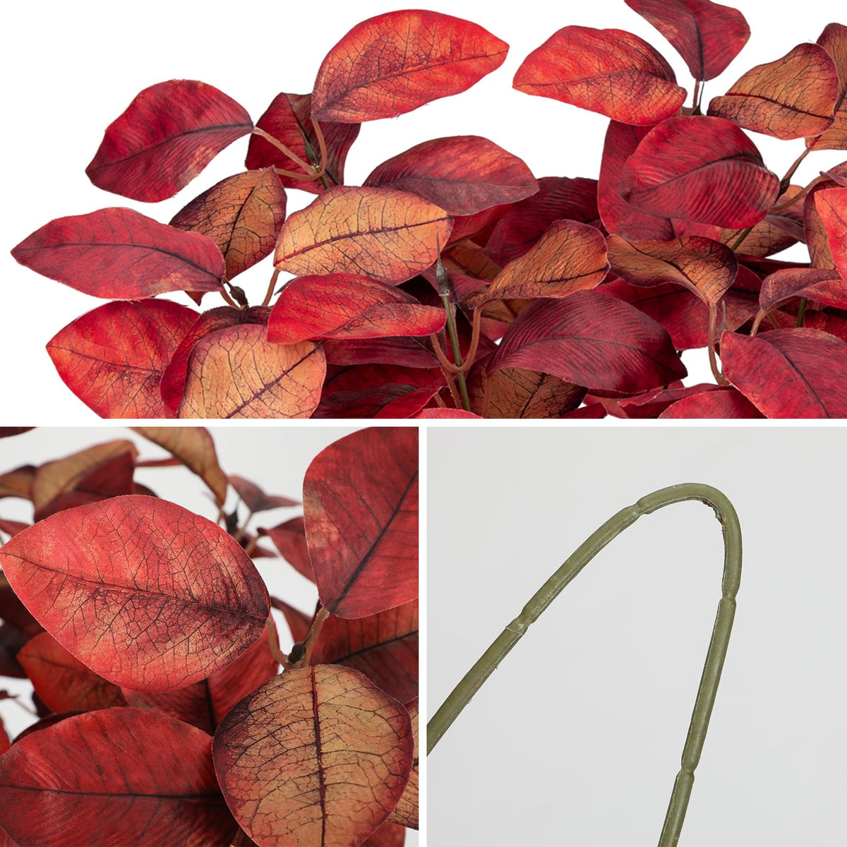 5 PCS Fall Leaves Artificial Magnolia Leaf Branches, 26" Autumn Fake Plant Stems for Vase Floral Arrangement Kitchen