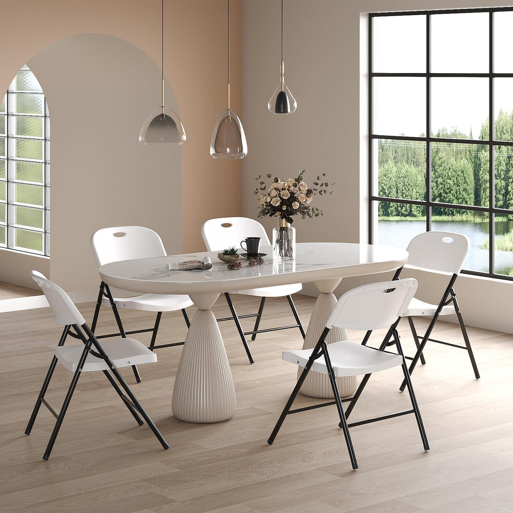 350 Weight Limit Heavy Duty Plastic Folding Chair with Reinforced Steel Frame for Indoor and Outdoor, Wedding, Party