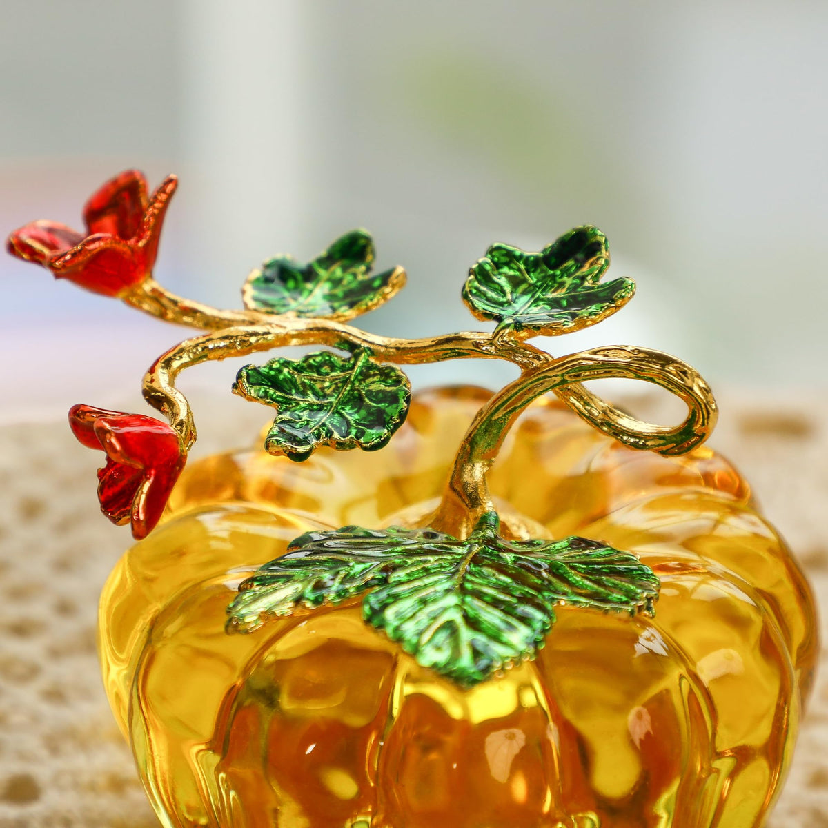2.5''Glass Pumpkins Figurine for Fall Harvest & Thanksgiving Decorating