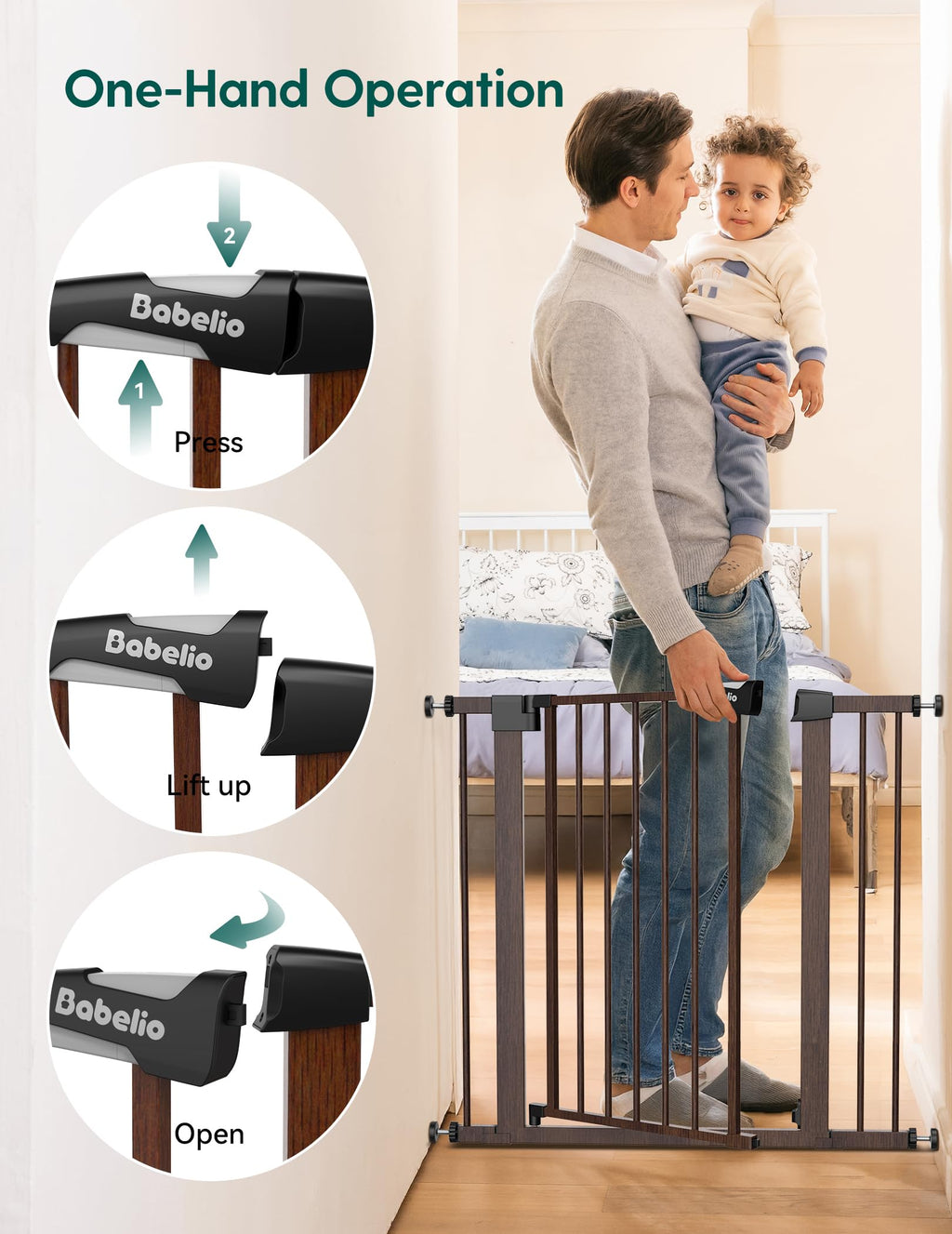 Baby Gate for Stairs No Drilling, 29-48 in Dog Gate