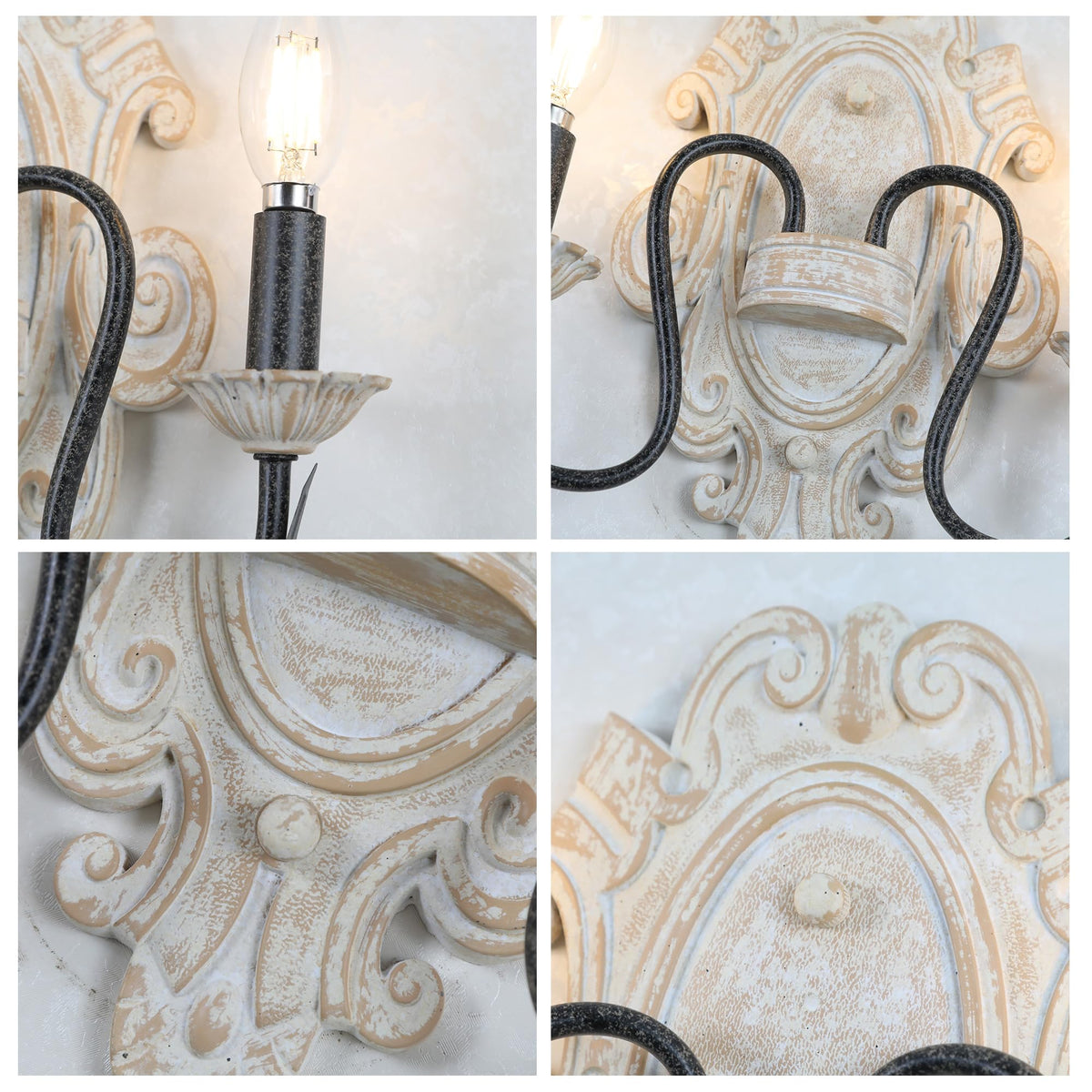 Farmhouse Wall Sconces Set of 2, Vintage 2-Light E12 Wall Lights