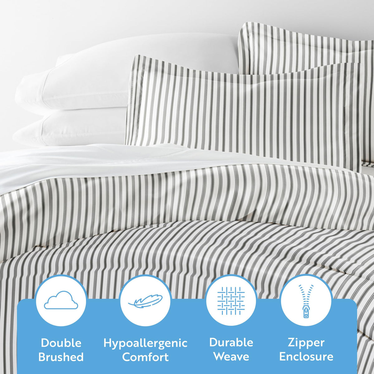 Duvet Cover (Gray) - Experience Hotel-Like Comfort with Unparalleled Softness, Exquisite Prints & Solid