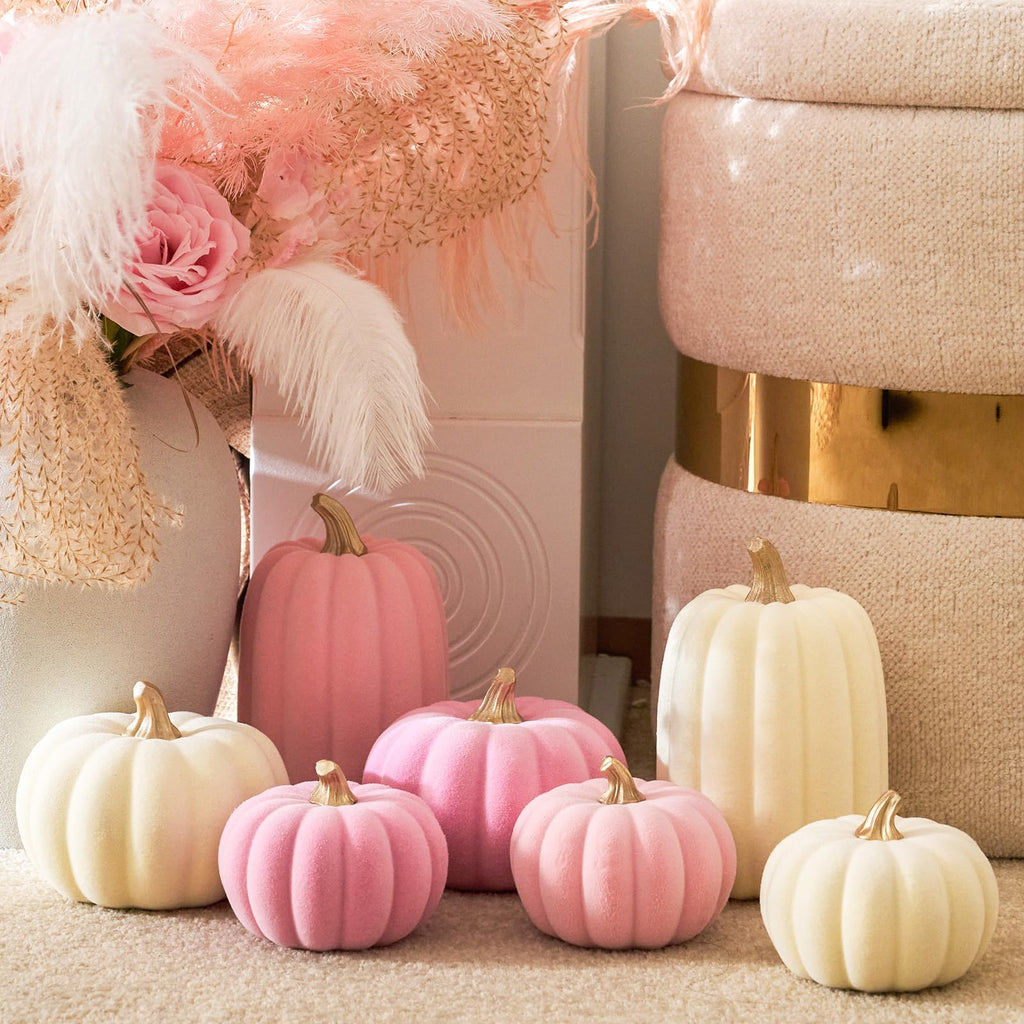 Pumpkins Fall Decoration Thanksgiving Set for Decorating, 7PCS