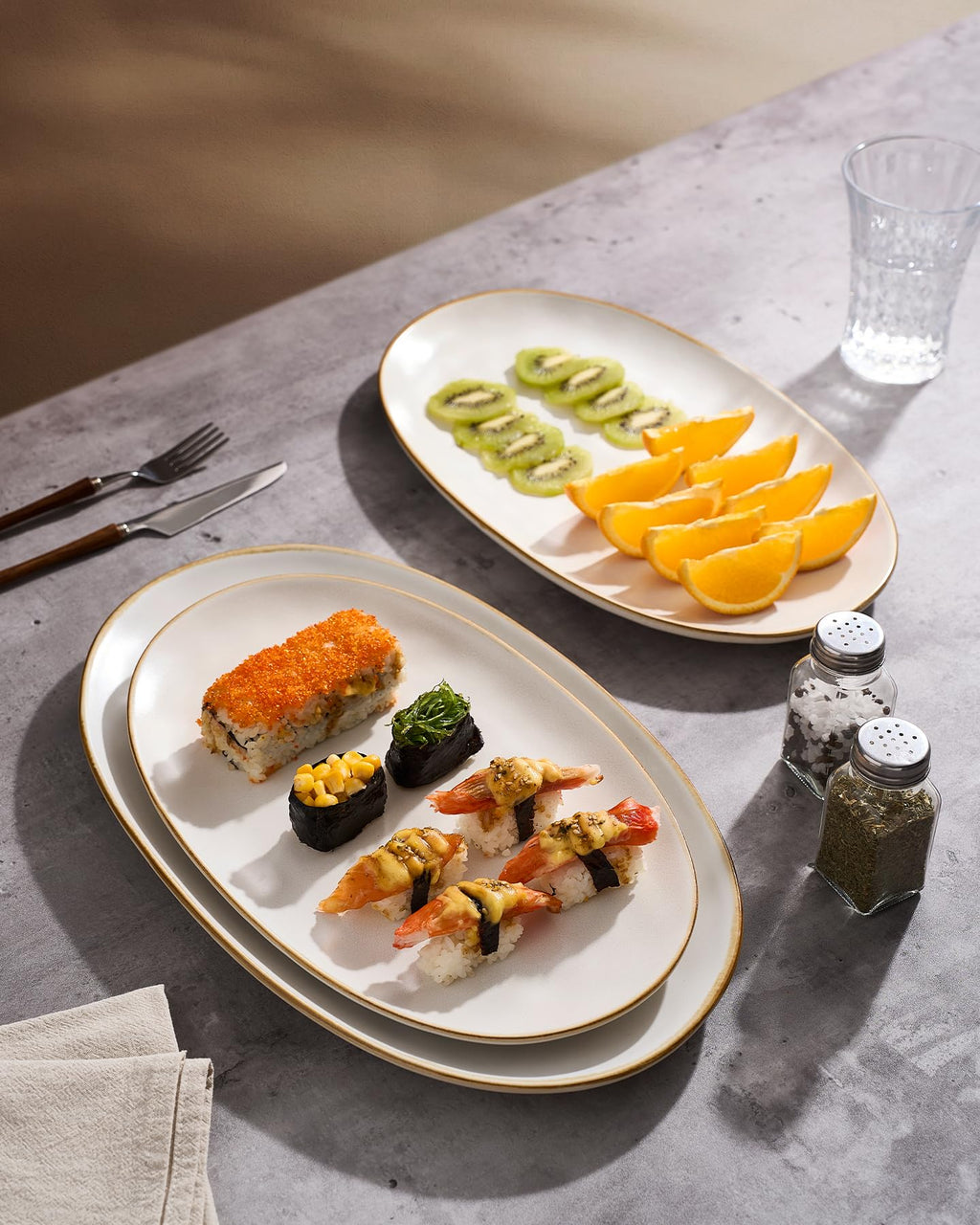 Serving Platters Set of 3 Sizes - Oval, Matte White