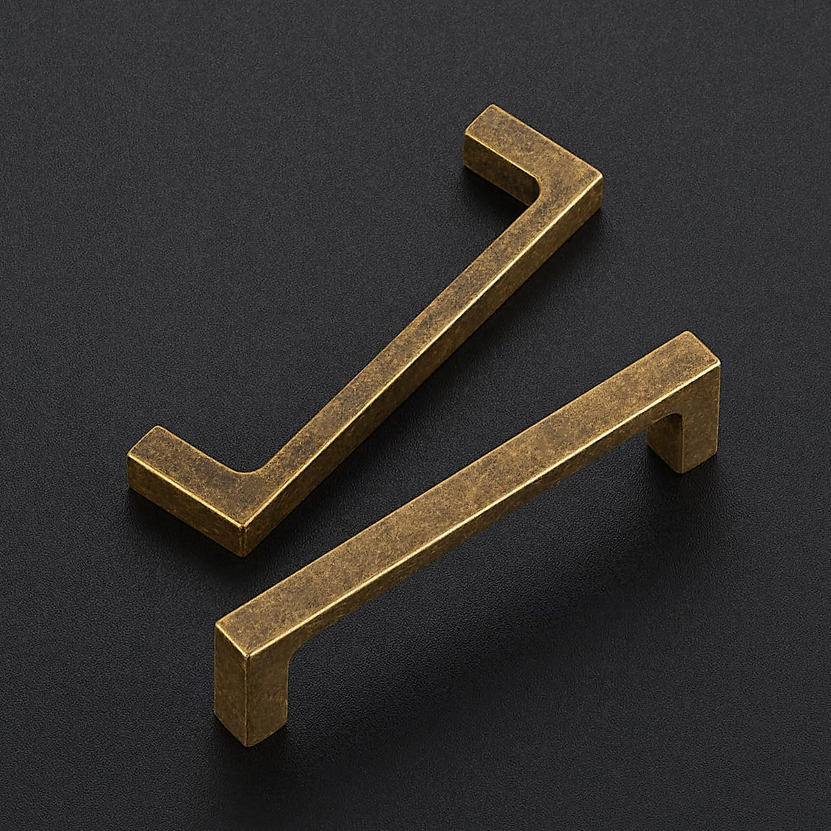Antique Brass Cabinet Handles Solid Square Pulls 3-3/4 Inch 5 Pack