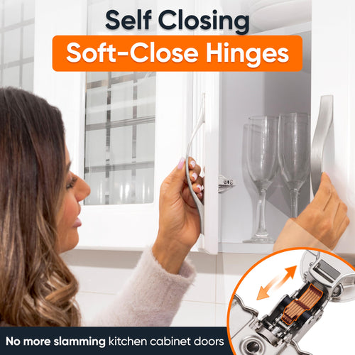 (40 PCS) Full Overlay Soft Close Cabinet Hinges Cabinets - 105° Face Frame Concealed Cabinet Door Hinge -3 Way