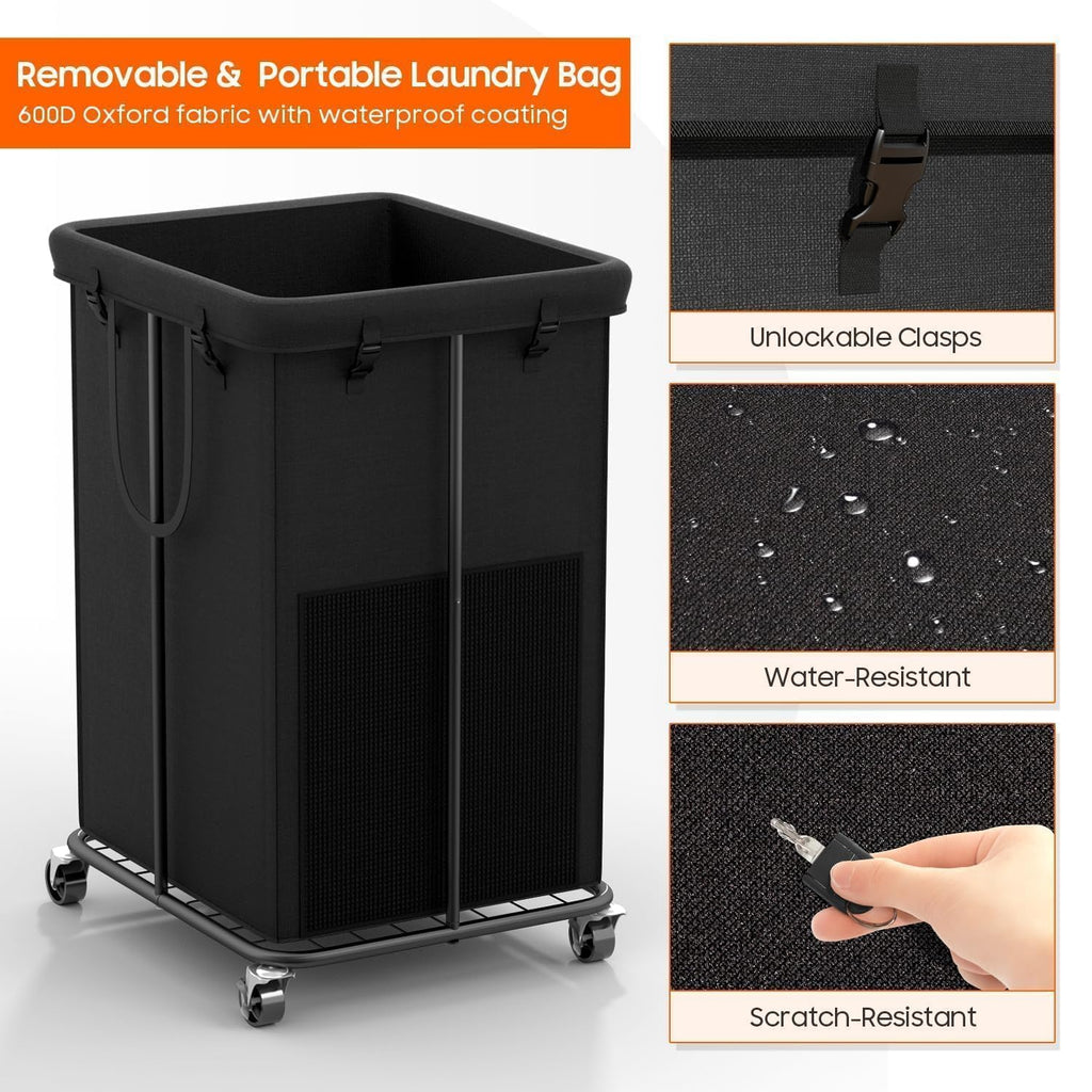 Hamper with Wheels, 150L Rolling Laundry Basket with Bag & Handles