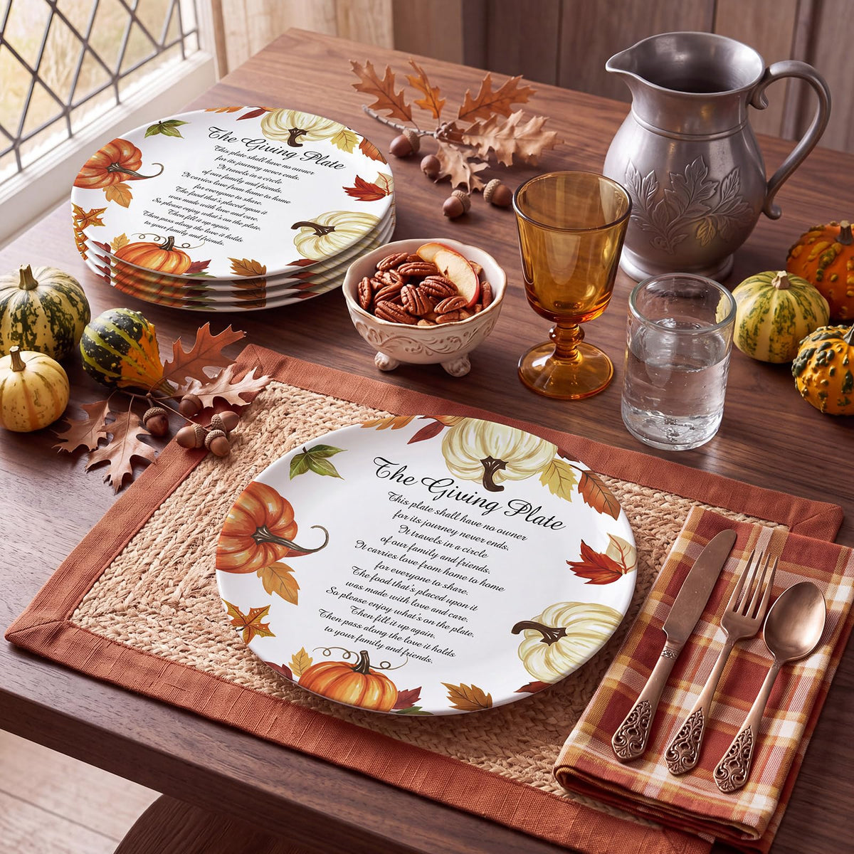 4 Pcs Melamine Thanksgiving Pumpkin Plates Fall Dinnerware 10 Inch
