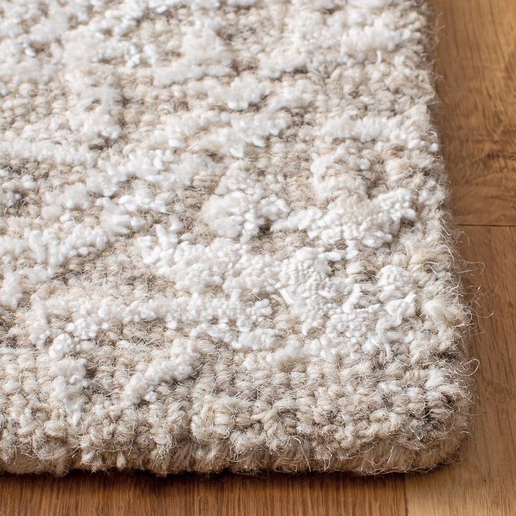 Glamour Collection Area Rug, Beige, Handmade Wool & Viscose, Ideal for High Traffic Areas in Living Room