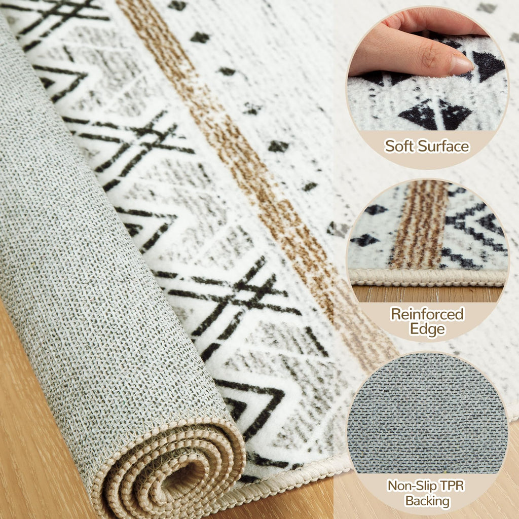 Washable Area Rugs Boho Runner Rug Black/Brown