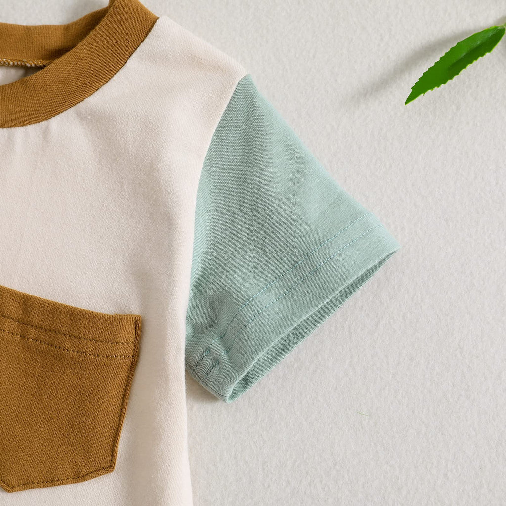 Summer Outfit One Piece Clothes Infant Newborn Baby Boy Romper Jumpsuit Short Sleeve Bodysuit Overalls Patchwork