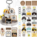 Interchangeable Seasonal Tiered Tray Decor Set Fall Halloween Thanksgiving Tiered Decoration Include Wood - Set of 48