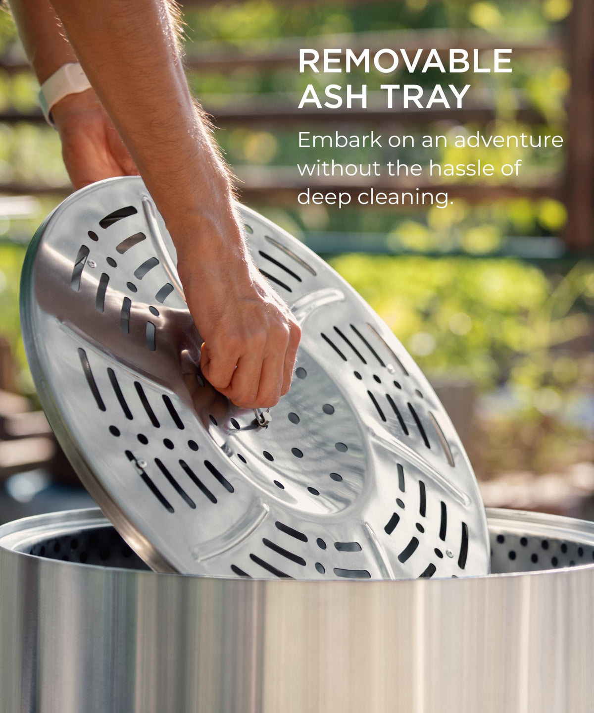 Smokeless Fire Pit, 20.0 inch Firepits for Outside with Removable Ash Pan, Portable Low Smoke Stainless Steel Outdoor