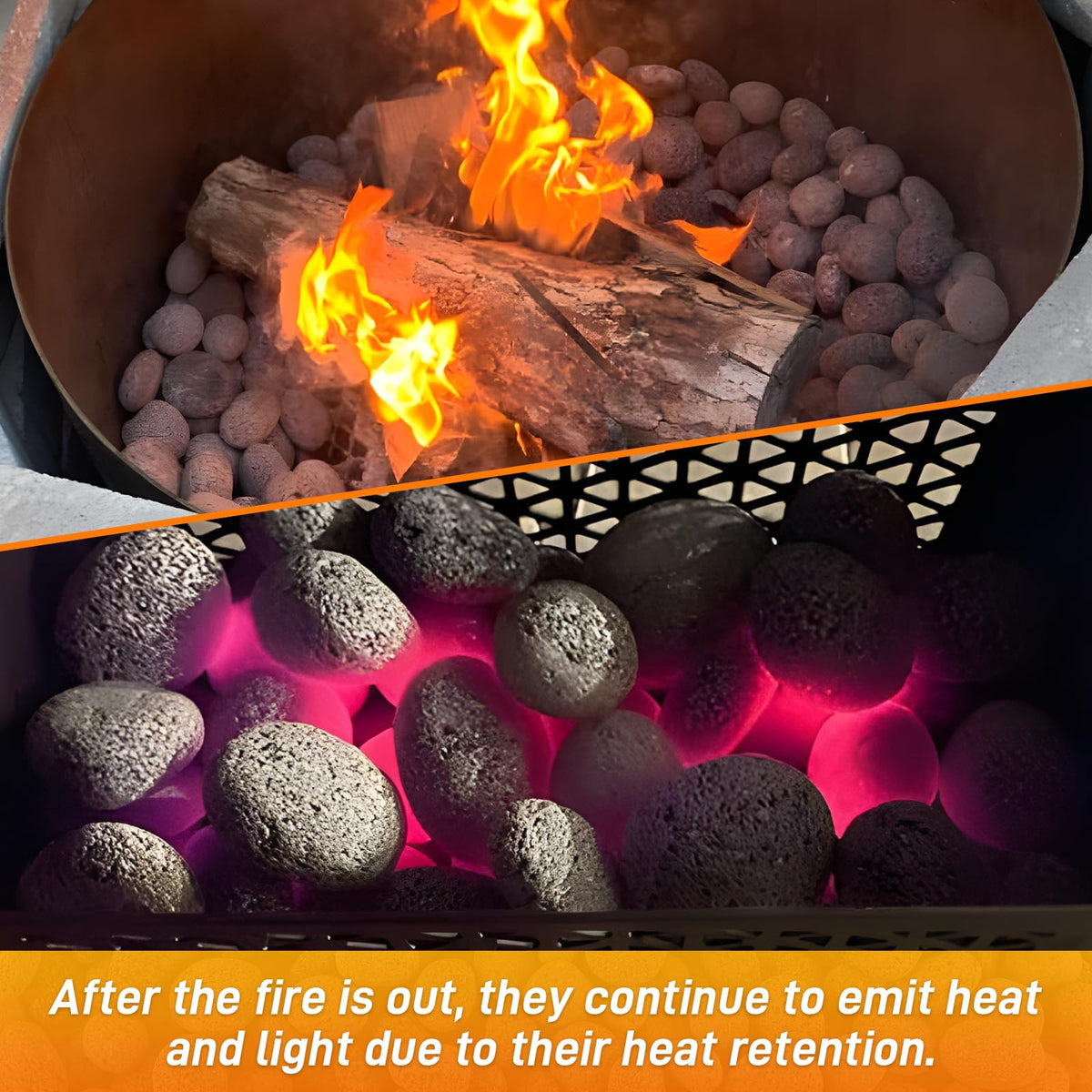 45 Lb Lava Rocks for Fire Pit, 2"-3" Natural Pebbles Tumbled Lava Rock, Round Fire Pit Rocks for Portable Fireplaces