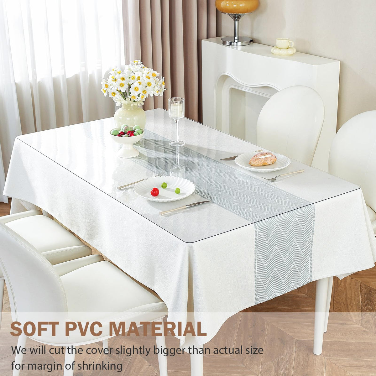 Clear Desk Mat 16x36 in, 1.5mm Thick Plastic Table Cover Protector