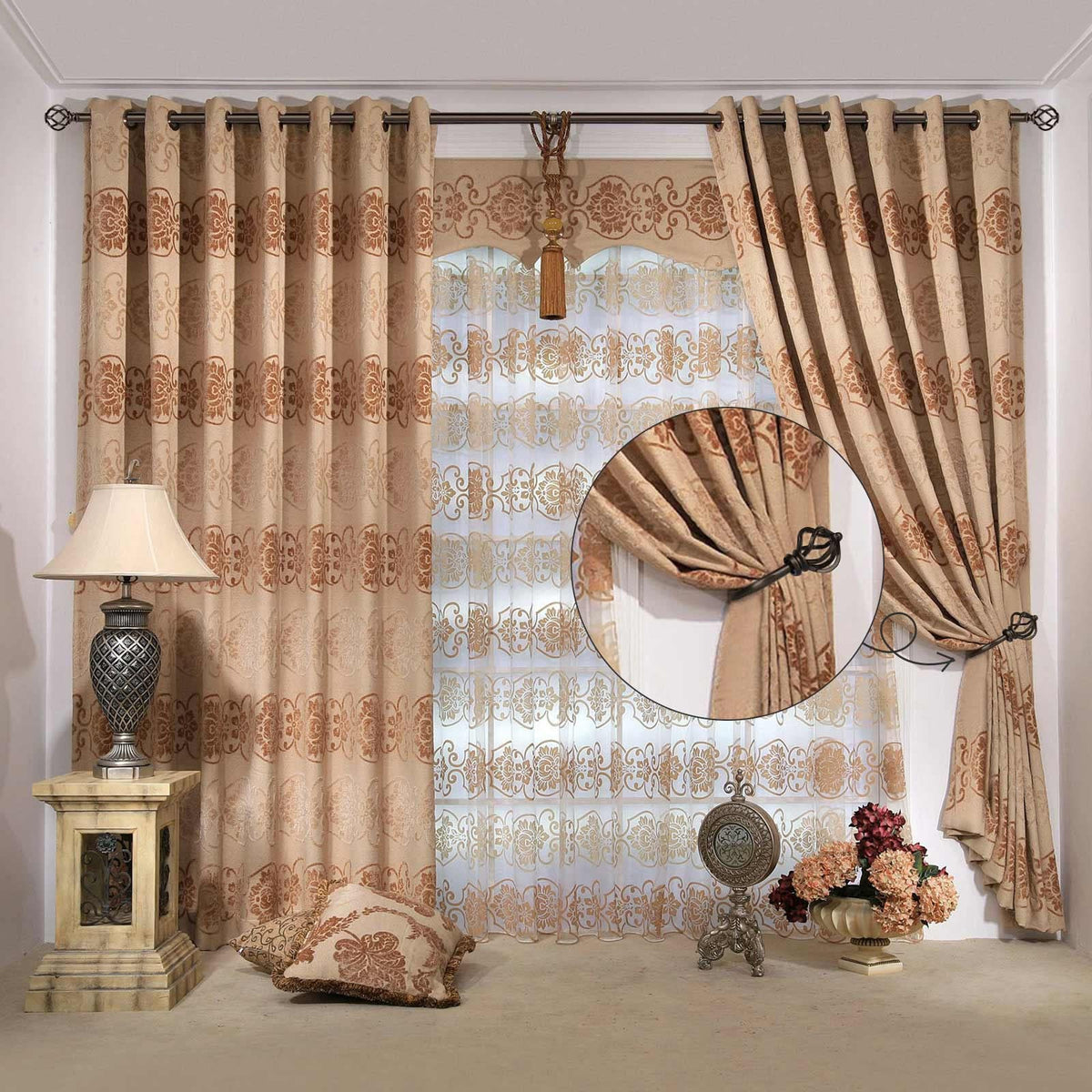 Curtain Drapery Holdbacks for Wall, 2 Pack Bronze Curtain Tiebacks