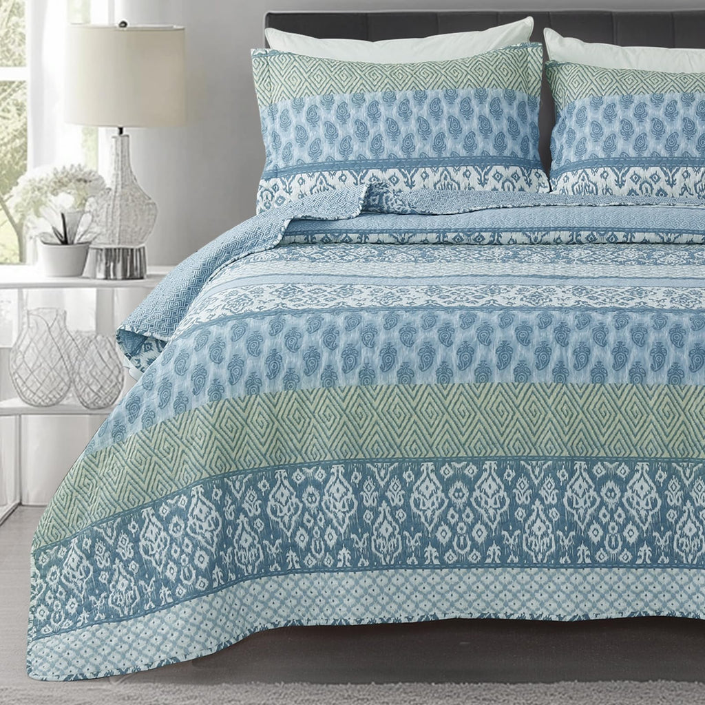 King Quilt Set Lightweight Bedspread Coverlet, Reversible Quilt Bedding Set, 3 Pieces Soft Microfiber Lightweight