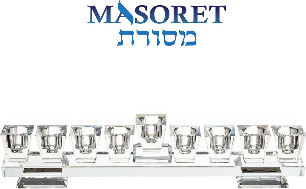 Branch Elegant Fine Glass : Modern, Elegant Jewish Hanukkah Replica Candelabra Candleholder Stand, 10.6"*2.7" - Set of 9
