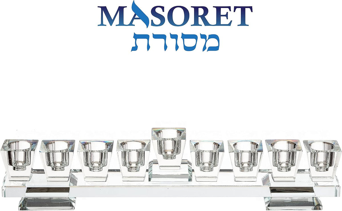 Branch Elegant Fine Glass : Modern, Elegant Jewish Hanukkah Replica Candelabra Candleholder Stand, 10.6"*2.7" - Set of 9