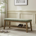 Entryway Bench, Storage Shoe Bench with Rubberwood Legs, Green | Shoe Rack Bench with Cushion, Soft Chenille Fabric