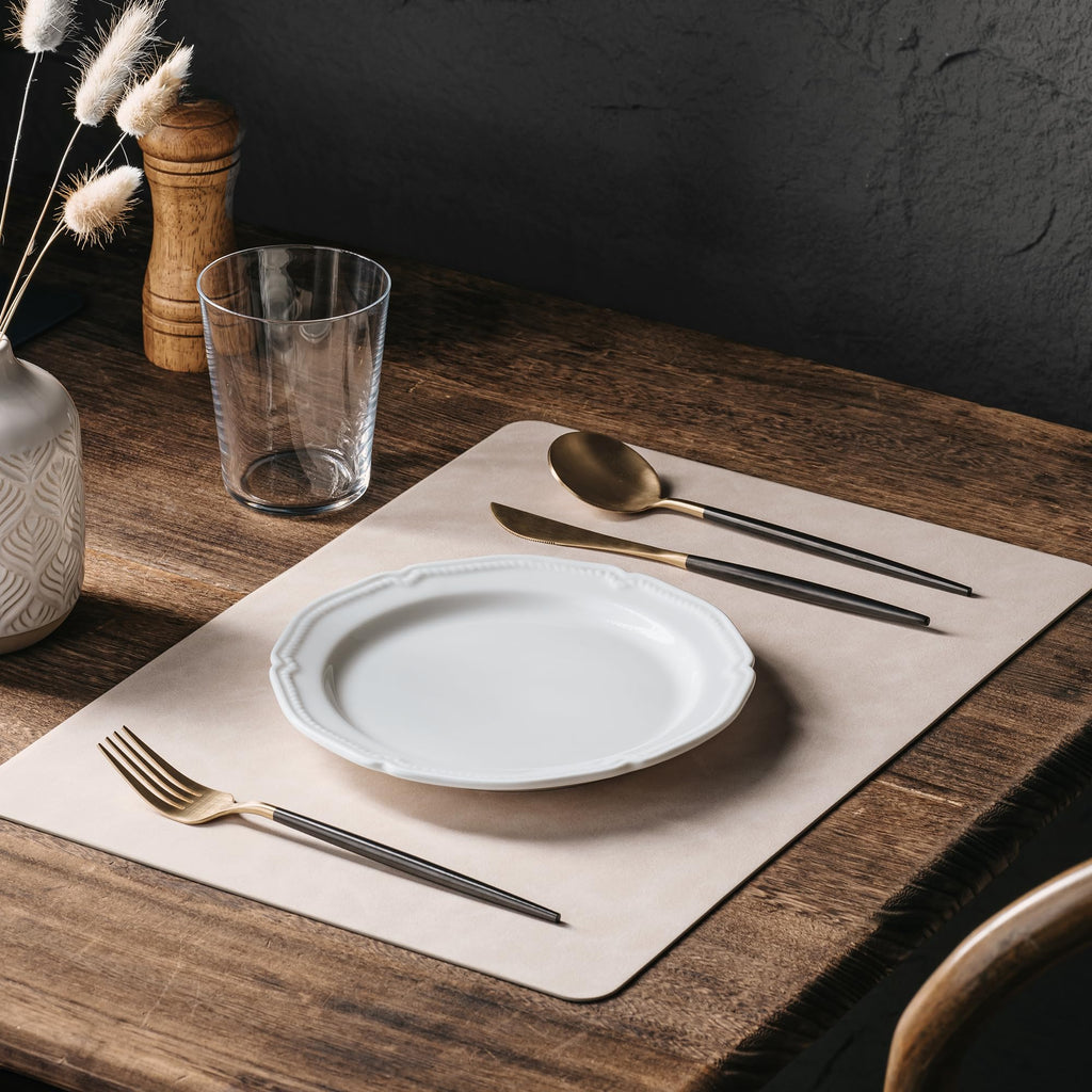 Placemats Set of 4, Reversible Dual-Color Faux Leather Place Mats