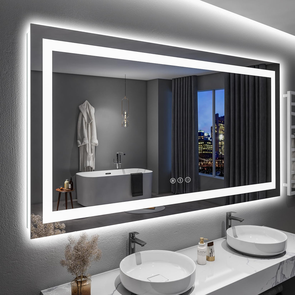 60x36 LED Bathroom Mirror with Lights, Lighted Vanity Mirror