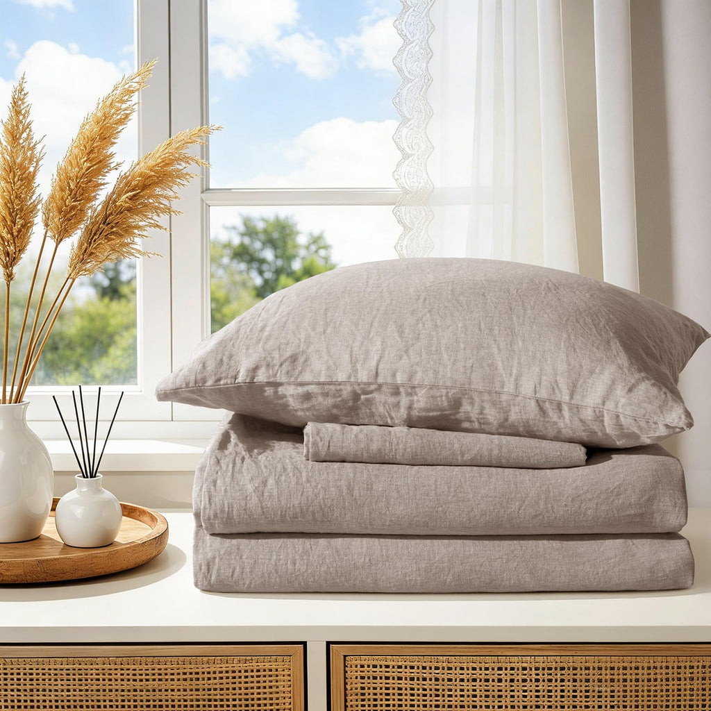 100% Pure Linen Duvet Cover Set 3 Pcs Soft Comforter Cover Sets