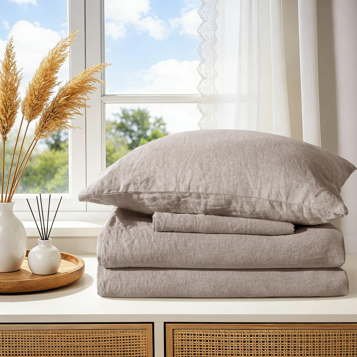 100% Pure Linen Duvet Cover Set 3 Pcs Soft Comforter Cover Sets