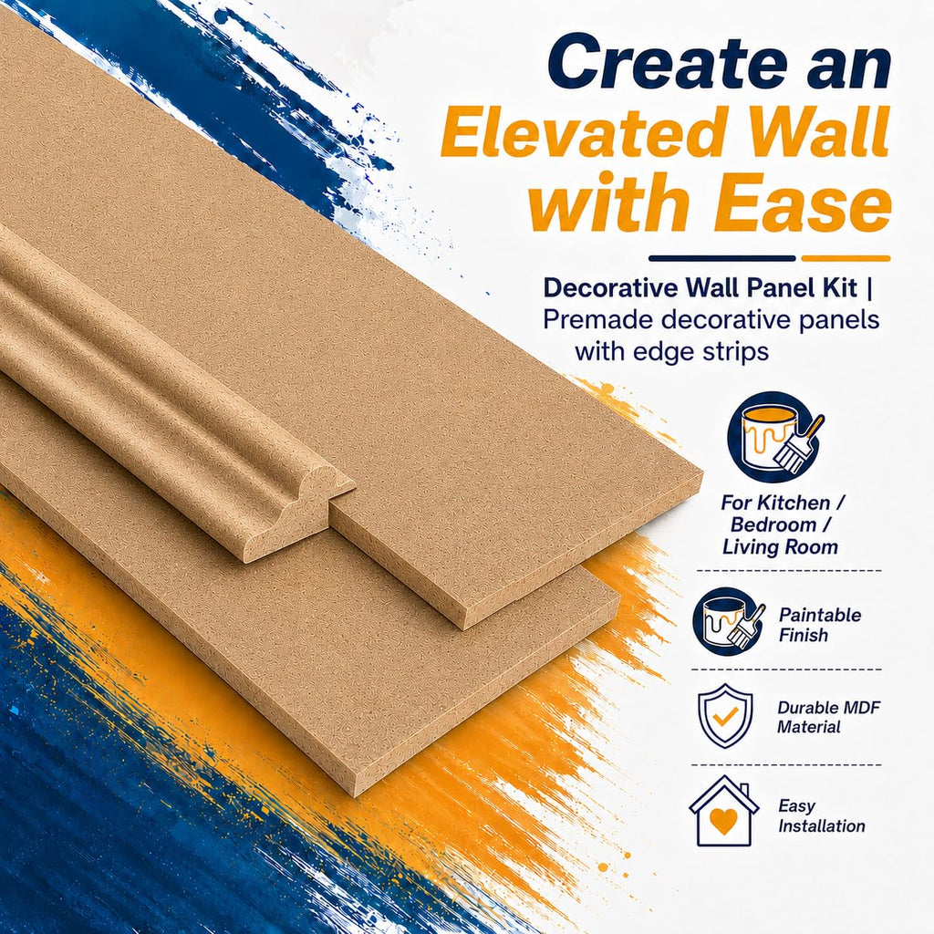 20 Pcs Paintable Board and Batten Wainscoting Kit with 4 Pcs Strips