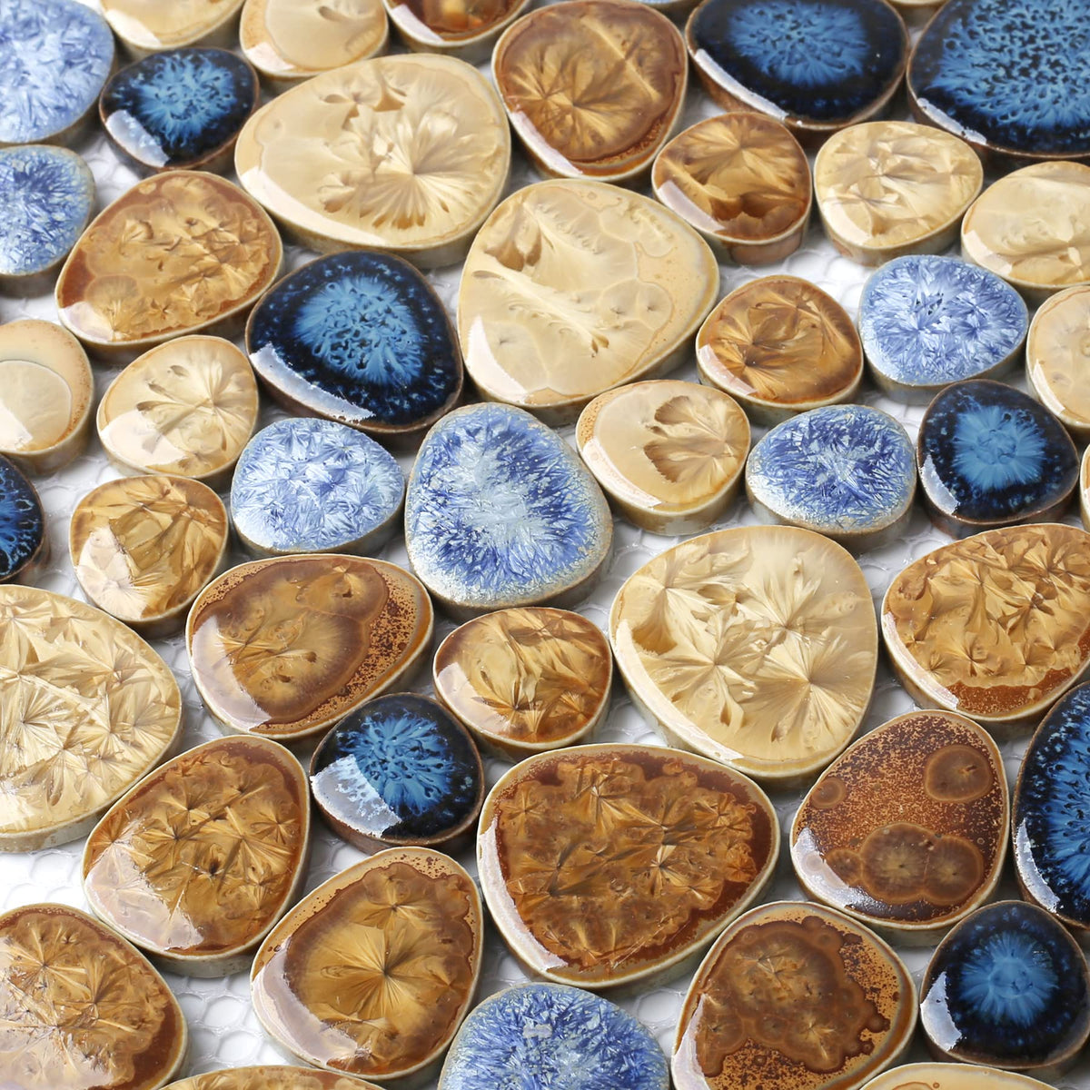 Glazed Blue Mosaic Ceramic Pebble Porcelain Tile Swimming Pool Bath Shower Wall Flooring Tile TSTGPT001 (5 Square