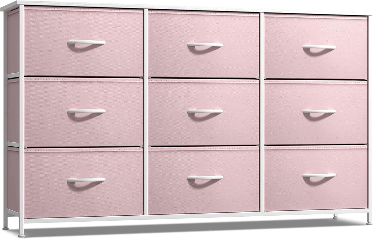 Kids Dresser with 9 Drawers - Storage Unit Organizer Chest for Clothes - Bedroom, Kids Room, Nursery, & Closet
