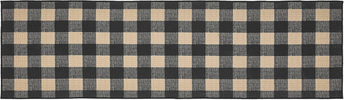 Black Check Indoor Rug/Runner Rect 22x78, Polyester Area Rug, Accent Rug, Floor Decor, Black Check Collection